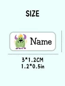 3*1.2CM Custom Name Stickers Personalized Name Labels Stick On Name Labels, School Name Stickers, School Name Tags, Children's Name Labels For Clothes, Monster Name Labels Durable Back To School Name Tags For Students, Toddlers, Boys & Girls For Fall Holidays, Halloween, Thanksgiving, Christmas And New Year Parties And Celebrations - Monster - View 4
