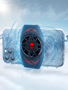 1个黑色磁吸式RGB灯效手机散热器，带温度显示风扇半导体散热片手机散热夹游戏散热神器