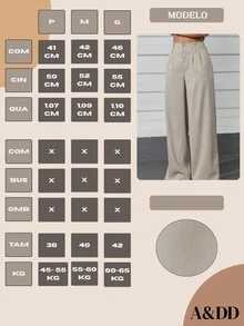 Women's High Waist Straight Leg Pants With Hidden Buttons - 米色 - 查看 6