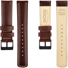 Local Delivery- Christmas Gift Quick Release Leather Watch Bands Genuine Watch Straps For Men Women Top Grain Leather Watch Strap, White Elephant Gifts, Stocking Stuffers For Men, Father's Day Gifts - Black & White & Gold - 查看 5
