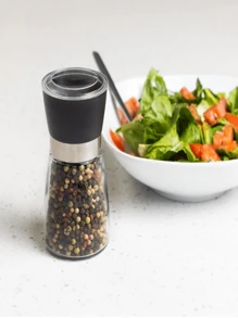 1pc Adjustable Ceramic Core Pepper & Sea Salt Grinder Set - Manual Spice Grinder, Seasoning Shaker Bottle, Suitable For Outdoor Camping, Tent Travel, Hiking, Barbecue And Home Kitchen - Battery-Free Portable Glass Kitchen Tool, Random Color