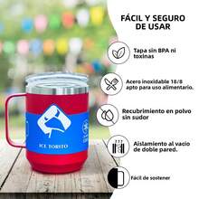 Termo para Café de Doble de Acero Inoxidable 400ml, Termo Taza Térmica para Café con Tapa Hermética y Pajita Telescópica, Taza Termica Frio y Caliente Portátil Vaso Viaje para Café, Té y Agua(Rojo) - Rojo - Ver 6