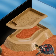 Bassin de bain pour reptiles 2-en-1 Plat d'eau pour tortue avec rampe Bol d'alimentation pour tortue avec marches En plastique, type divisé Bassin de bain pour tortue, accessoires de décoration pour l'habitat des reptiles Baignoire pour lézard, plat à nourriture pour tortue Bols à eau et à nourriture pour reptiles Bassin de bain pour reptiles Ornement d'aquarium pour gecko, serpent, tortue, dragon barbu, petit lézard
