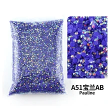 散装批发 2-6 毫米果冻 AB 树脂非热修复水钻 平底塑料水晶 闪粉 大包装宝石 - 彩色 - 查看 36