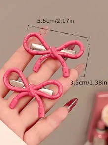 Sanrio Set de 2 pinzas para el cabello de resina con lazo, estilo dulce y lindo con diseño hueco, pasadores en forma de lazo para niñas, accesorios de moda para el flequillo y el manejo del flequillo - Sanrio
