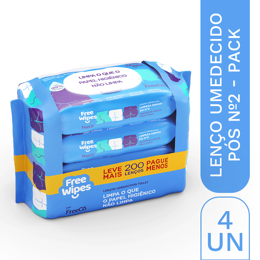 Promo Pack Free Wipes Lenços Umedecidos para Higiene após o nº2