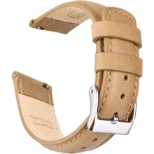 Local Delivery- Christmas Gift Quick Release Leather Watch Bands Genuine Watch Straps For Men Women Top Grain Leather Watch Strap, White Elephant Gifts, Stocking Stuffers For Men, Father's Day Gifts - Saddle Brown & White & Rose Gold - 查看 4