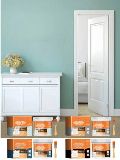 jakehoe 100g Peinture décorative pour meubles en bois à base d'eau, rénovation de portes en bois, meubles, fenêtres. Options de revêtement multi-couleurs pour le bois : blanc, vert menthe, bleu pierre, noir