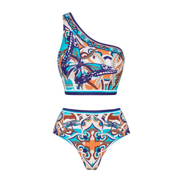 Traje de baño tipo bikini con estampado de mariposas y libélulas para vacaciones y playa
