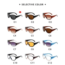 Y2k Oversized Sunglasses Women For Men Luxury Brand Designer Vintage Sunglasses Popular Punk Sport Goggle Outdoor Shades UV400 - 藍茶清橙 - 查看 2