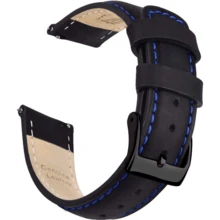 Local Delivery- Christmas Gift Quick Release Leather Watch Bands Genuine Watch Straps For Men Women Top Grain Leather Watch Strap, White Elephant Gifts, Stocking Stuffers For Men, Father's Day Gifts - Black & Blue & Black - 查看 1