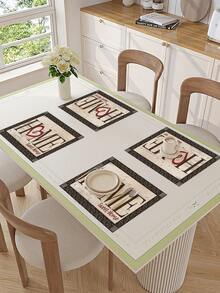 1pc/4pcs/6pcs Grey & White Gradient Placemats 30x45 Cm - Polyester Machine Washable Rectangular Place Mats With HOME Sweet Home Design For Kitchen Dining Table Decor, Party Centerpieces, Home Decor Accents | Textured Surface | Machine Washable Mats - Multicolor - View 3