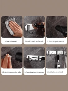 1 Piece Of Stainless Steel Towel Hook, Multifunctional Metal Hook, Creative Clothes Hook, Coat Rack Storage Hook, Punch-Free Wall-Mounted Hanger, Suitable For Bathroom, Wardrobe, Bedroom, Bathroom Accessories, Suitable For Behind The Door/Bathroom/Kitchen/Living Room/Bedroom
