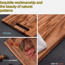 1块加厚耐用红木砧板 - 多功能双面砧板，适用于肉类、鱼类、奶酪、面包、甜点、水果和蔬菜 - 防滑防水厨房托盘、奶酪板、食物盘，带易握手柄，最佳厨房配件和节日礼物，露营必备