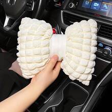 Car Headrest & Lumbar Support Pillow Set, Creative Floral Design Neck Rest And Waist Cushion, Comfortable Car Interior Accessories, For Comfortable Long-Distance Travel, Neck Protection, Waist Protection, Car Puff Detachable And Washable, Suitable All Seasons - Beige - View 8