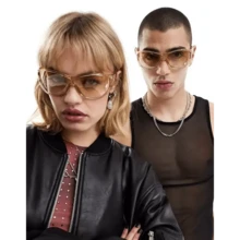 Y2k Oversized Sunglasses Women For Men Luxury Brand Designer Vintage Sunglasses Popular Punk Sport Goggle Outdoor Shades UV400 - 黑橙_灰色 - 查看 3