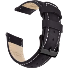 Local Delivery- Christmas Gift Quick Release Leather Watch Bands Genuine Watch Straps For Men Women Top Grain Leather Watch Strap, White Elephant Gifts, Stocking Stuffers For Men, Father's Day Gifts - Black & Red & Silver - 查看 3
