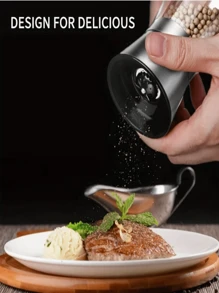 1pc Adjustable Ceramic Core Pepper & Sea Salt Grinder Set - Manual Spice Grinder, Seasoning Shaker Bottle, Suitable For Outdoor Camping, Tent Travel, Hiking, Barbecue And Home Kitchen - Battery-Free Portable Glass Kitchen Tool, Random Color