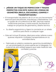 12 Transportador 180 grados escolar para medir ángulos herramienta geométrica resistente para clases de matemáticas paquete de 12 unidades - Transparente - Ver 2