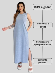 Basic Long Dress Casual Elegant Side Opening Pocket 100% Premium Cotton - Nâu sẫm - Xem 9