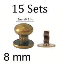 15組 8/6mm DIY鉚釘 平頭圓頭鉚釘 大包裝 家用鉚釘釘盒 鞋飾金屬合金圓頭鉚釘 DIY手工 皮帶錶帶裝飾鉚釘 錶帶釘 皮革鉚釘手工 金色 青銅色 黑色 銀色 手作聖誕禮物 - 彩色 - 查看 13