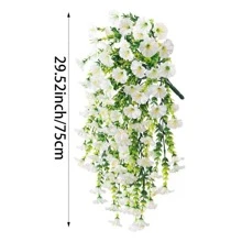 4 Stücke Künstliche Hängeblumen, Seide in gemischten Farben, geeignet für Hochzeit, Zuhause, Büro, Gartendekoration, Künstliche Blumen mit Eukalyptusblättern, UV-beständige realistische Hängepflanzen für Hochzeitsbogen, Wand, Garten, Schlafzimmer, Büro Outdoor, Partydekoration