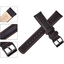 Local Delivery- Christmas Gift Quick Release Leather Watch Bands Genuine Watch Straps For Men Women Top Grain Leather Watch Strap, White Elephant Gifts, Stocking Stuffers For Men, Father's Day Gifts - Black & Orange & Black - 查看 3