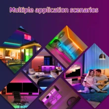 HBOWMDJIA 3ft-100ft Smart RGB LED Strip Lights With Remote Control And App Control, Music Sync, Timer, Multiple Colors, Easy To Install, LED Lights For Bedroom Living Room Decor, Game Room Decor, TV Background, Bar Decor, Ceiling Lighting, New Year Party Decor - 彩色 - 查看 7