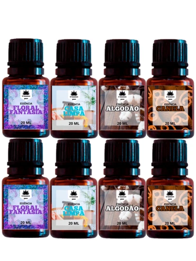 Kit com 8 ou 4 Essências Hidrossolúveis 20ML | Usem em Difusores e Umidificadores | Ideal para Ambientes Pequenos e Fechados
