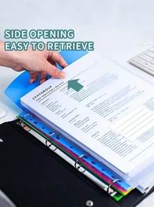 12pcs A4 Large Capacity Loose-Leaf File Folders, With 11-Hole Binder Rings, Made Of Modern PP Material, Expandable Button And Label Pockets, Suitable For School, Home, Office, Attendance, Travel - Portable Design, Back To School, School Supplies - Multicolor - View 7