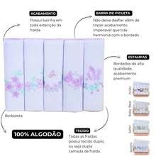 5 Piece Kit Embroidered Diapers Hypoallergenic Premium 100% Cotton Double Fabric Girl Boy 70X70 - 蝴蝶 - 查看 2