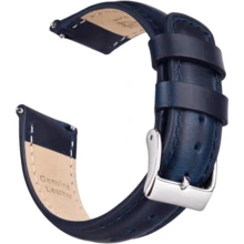 Local Delivery- Christmas Gift Quick Release Leather Watch Bands Genuine Watch Straps For Men Women Top Grain Leather Watch Strap, White Elephant Gifts, Stocking Stuffers For Men, Father's Day Gifts - Blue & Silver - 查看 1