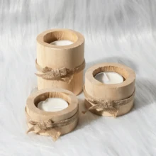 1 buc Suport pentru lumânări din lemn minimalist modern, suport mic pentru lumânări din lemn, potrivit pentru nuntă, ziua de naștere, decorațiuni interioare (lumânările nu sunt incluse), decor pentru ghiveci de flori - Culoarea lemnului - Vizualizare 8
