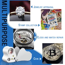 Lupa iluminada de 30X 60X para joyeros, lupa plegable de joyería con luz LED brillante para gemas, joyas, monedas, sellos, etc.