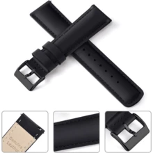 Local Delivery- Christmas Gift Quick Release Leather Watch Bands Genuine Watch Straps For Men Women Top Grain Leather Watch Strap, White Elephant Gifts, Stocking Stuffers For Men, Father's Day Gifts - Black & Black - 查看 5