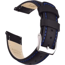 Local Delivery- Christmas Gift Quick Release Leather Watch Bands Genuine Watch Straps For Men Women Top Grain Leather Watch Strap, White Elephant Gifts, Stocking Stuffers For Men, Father's Day Gifts - Black & Blue & Silver - 查看 1