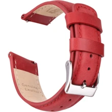 Local Delivery- Christmas Gift Quick Release Leather Watch Bands Genuine Watch Straps For Men Women Top Grain Leather Watch Strap, White Elephant Gifts, Stocking Stuffers For Men, Father's Day Gifts - 紅色和銀色 - 查看 1