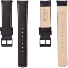 Local Delivery- Christmas Gift Quick Release Leather Watch Bands Genuine Watch Straps For Men Women Top Grain Leather Watch Strap, White Elephant Gifts, Stocking Stuffers For Men, Father's Day Gifts - Black & Red & Silver - 查看 6