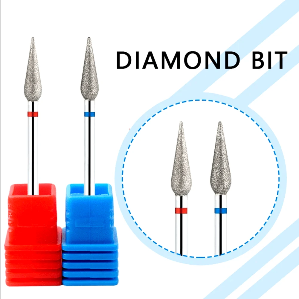 1pc Diamond Cuticle Remover Bit, Suitable For Nail Art, Conical Grinding Head, Russian Nail Art Drill Accessory - Multicolor - View 1