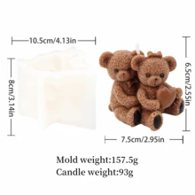 3D 多姿势熊硅胶模具：蝴蝶结和心形 - 拥抱设计，DIY 蜡烛/石膏/树脂工艺品，非常适合礼物和家居装饰