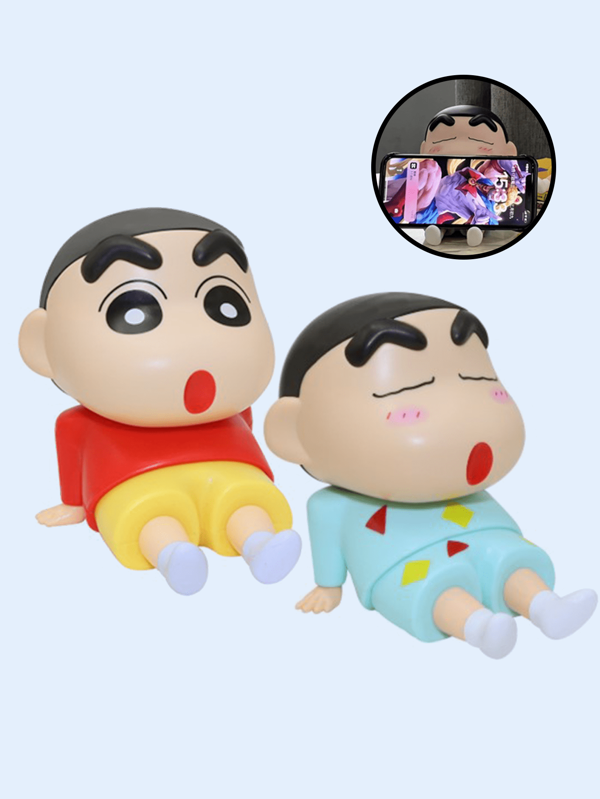 Crayon Shin-Chan Anime Figure Phone Holder, Kawaii Desktop Ornaments, Multi-Functional Lazy Phone Stand, Perfect For Home Office Decor, Ideal Gift For Anime Fans, Kids, Teens, Great For Christmas, New Year, Birthday, Party Favors