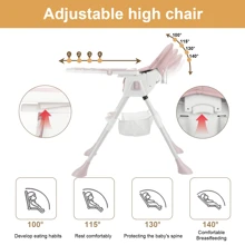OYAJIA Hochstuhl Baby 3in1 Kinderhochstuhl mit Babyliege und Baby Schaukelstuhl, Verstellbar Klappbar Hochstuhl Baby mit Essbrett und Rollen,Korb, mitwachsend ab 6 Monate bis 6 Jahre Babystuhl