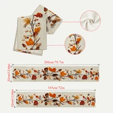 1 pieza Camino de mesa con estampado de hojas de otoño en 2D, estilo rústico de poliéster para decoraciones de otoño en el hogar, Acción de Gracias, Halloween, perfecto para fiestas festivas, cocina, chimenea y decoración campestre en la mesa de la cocina