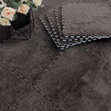 24 块毛绒拼布地毯，蓬松床边地毯，拼图泡沫地垫，方形飘窗垫，美观的房间装饰，适用于客厅、卧室、榻榻米、游戏室，11.81*11.81 英寸，可水洗可修剪，四季皆宜