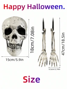 Realistic Skeleton Stake Halloween Lawn Decoration Garden Halloween Skeleton Decor - Black and White - View 7