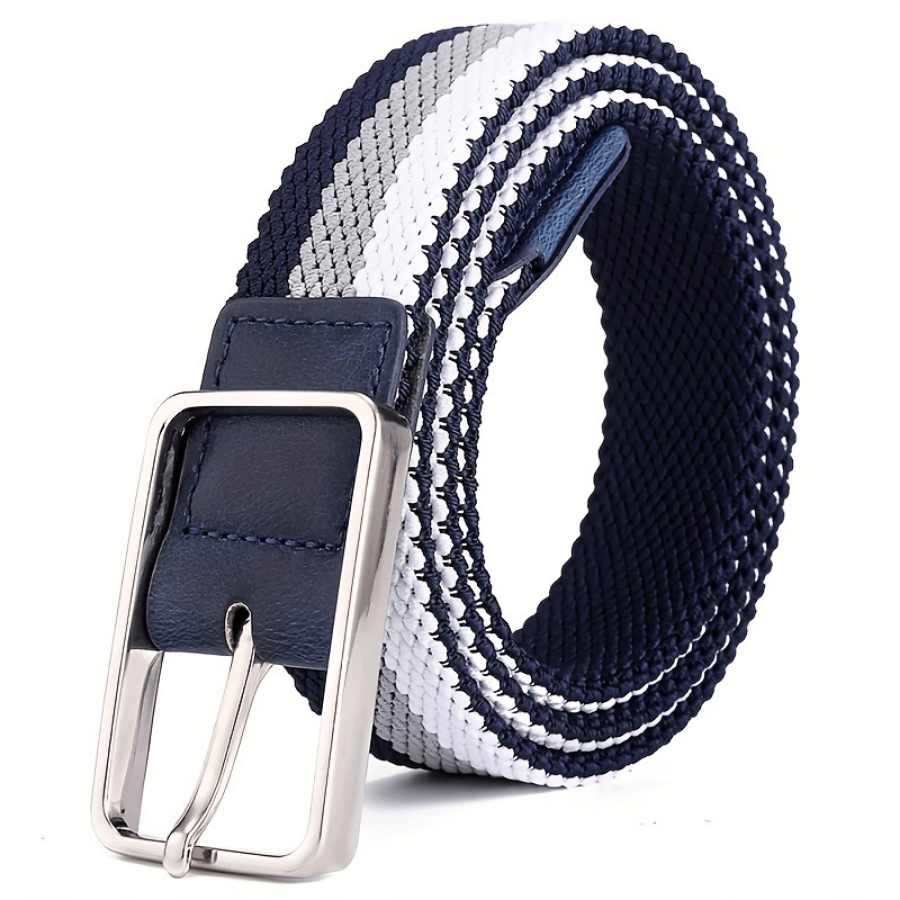 Unisex Casual Woven Belts For Women & Men  Striped Elastic Waistband Simple Jeans Pants Belt