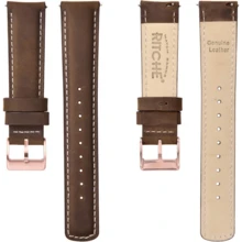 Local Delivery- Christmas Gift Quick Release Leather Watch Bands Genuine Watch Straps For Men Women Top Grain Leather Watch Strap, White Elephant Gifts, Stocking Stuffers For Men, Father's Day Gifts - Saddle Brown & White & Rose Gold - 查看 3