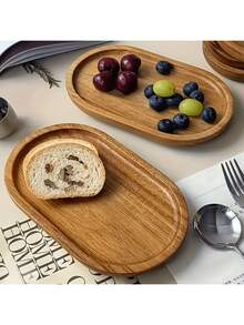 1 件不对称设计的独特木质托盘，适用于食物、小吃、饮料、寿司、甜点、蛋糕、面包、珠宝、早餐托盘、茶盘、便携式木制托盘、食物托盘、厨房用品、家居装饰 - 棕色 - 查看 5