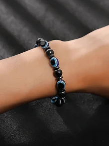 1 pezzo Braccialetto elastico blu con amuleto dell'occhio malvagio, braccialetto terapeutico magnetico, può essere usato come braccialetto dimagrante ed è adatto per l'uso quotidiano.