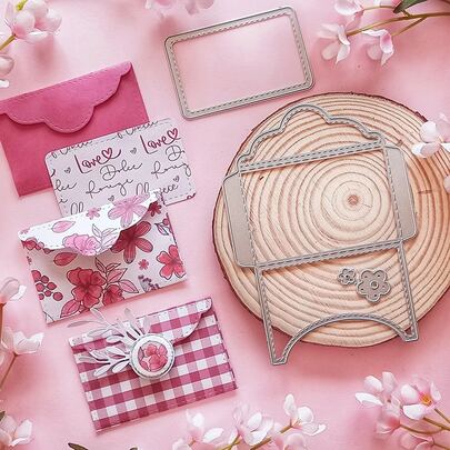 1 st metallskärformar för kuvertdesign, DIY-präglingsskärknivform, lämplig för scrapbooking, papperskort, gratulationskort, album och hantverksdekoration